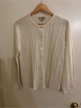 Turtle Bay white Cable Knit Button-Front Cardigan